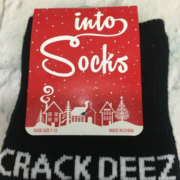 Christmas Socks "Crack Deez Nuts" Men's Crew Socks Nutcracker Shoe Size 7-12 - Picture 4 of 5